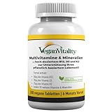 Vegan Multivitamin Tabletten hochdosiert - Vitamin b12 vegan & Eisen. 180...