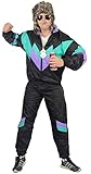 Foxxeo 80er Jahre Trainingsanzug Kostüm für Herren - schwarz grün lila...