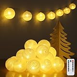 Ewikin Lichterkette Baumwollkugeln, 20 LED Kugeln Lichterkette USB &...