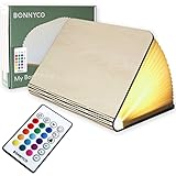 BONNYCO Buchlampe Holz mit Farbwechsel 16 Farben und Timer LED Buchlampe...