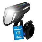 FISCHER Fahrrad LED-Frontlicht 100 Lux Fernlicht, mit Sensormodus,...