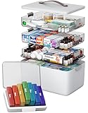 CTIME 4-lagige XXL-Medikamentenbox (Set) – Tragbarer Organizer mit...