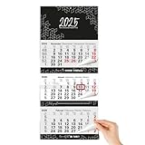 TOBJA 3 Monatskalender 2025 Wandkalender mit Schieber - 'Block Schwarz'...