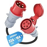 ABSINA Starkstrom Adapter 32A Stecker auf 16A Kupplung - 32A auf 16A...