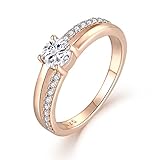 YL Verlobungsring Damen 925 Sterling Silber Ring Damen Zirkonia Rosegold...