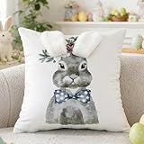 Luzzxfa Ostern Kissenbezug 50x50 cm Weiß Kaninchen Osterdeko Kissenbezüge...