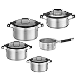 RÖSLE SILENCE PRO Topf-Set 5-tlg., Universaltopfset mit 3 Kochtöpfen, 1...