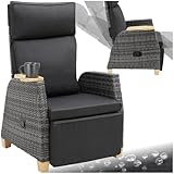 tectake® Rattan Outdoor Sessel, Korbsessel Hochlehner mit Fußstütze und...