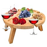 KFDDRN Klappbare Weintisch - Klappbarer Picknicktisch aus Holz, Outdoor...