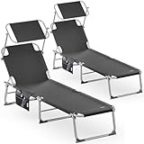 Casaria® 2er Set Sonnenliege Aluminium Klappbar Wetterfest Gartenliege Mit...