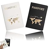 cuhostki PU Leather Passport Holder, 2 Stücke PU Leather Passport, Tragbar...