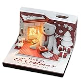 3D Time Piece Kalender 2025, 3D Memo Pad Weihnachten Bär mit Licht, 3D...