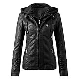 Fcostume Damen Lederjacke Stehkragen Kunstlederjacke Retro Motorradjacke...