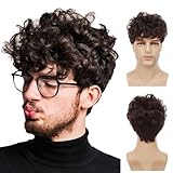 Siudus Herren kurze lockige braune Perücke mit Bangs Natürlich aussehende...