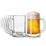 KONZEPT Bierkrug aus Glas 0,5 liter, 6er Set Biergläser mit Henkel,...