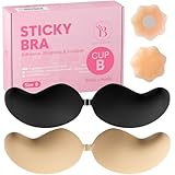 BLOOMORA Klebe BH Push Up – Unsichtbarer Trägerloser BH Rückenfrei, 2er...