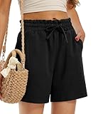 Libin Kurze Hose Damen Leinen Imitiert Shorts Sommer Strandshorts High...