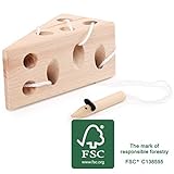 Small Foot Fädelspielzeug für Kinder, Käse und Maus aus Holz, FSC...