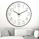 YSWOVUO Quartz Wanduhr, 20 cm Modern, Schwarz-Weiß, Ohne Tickgeräusche,...