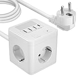 Steckdosenwürfel mit USB C,Steckdosenleiste 4Fach mit USB C und 3USBA,...