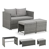 Juskys 2in1 Polyrattan Relax Gartenmöbel Set Jamaika - Tisch, Gartenlounge...