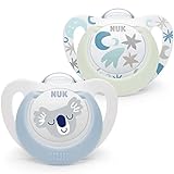 NUK Star Babyschnuller | Day & Night Schnuller | BPA-freies Silikon | 0–6...
