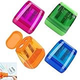 4 Stück Anspitzer mit Behälter in 4 Farben Doppelloch Spitzer für...