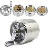 XUBX Krautmühle mit Handkurbel, Metall Kräuter Mahler Schleifer,...