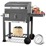Grau Holzkohlegrill XL, Grillwagen Holzkohle, Groß Kohlegrill, Griller,...