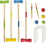 WOODENFUN Holz Krocket Set Spiel Crocket für 4 Spieler Kinder Erwachsene...