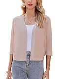 Zeagoo Damen Bolero 3/4 Ärmel Elegant Strickjacke Casual Bolerojacke Open...