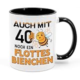 40. Geburtstag Tasse für Frauen, Tasse mit Spruch Flottes Bienchen -...