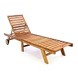 Divero Sonnenliege Gartenliege Relaxliege Liege aus Teak Holz behandelt...