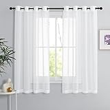 PONY DANCE Voile Gardinen Weiss Transparent Ösenvorhang 2er Set H 160 x B...