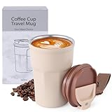 PRAOAHEI Thermobecher 360ML Kaffeebecher to Go Auslaufsicher mit Deckel,...