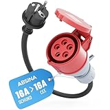 ABSINA Adapter Schuko Stecker auf CEE Kupplung - Schuko auf CEE 16A 5-polig...