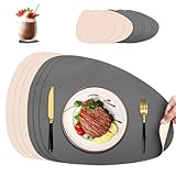 Torven 6er Set Platzsets abwaschbar Oval & Untersetzer, Doppelseitig...