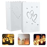 20 Stk Lichttüten - Weiße Papier Lichttüten, Candle Bags...