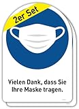 2 Aufkleber DIN A5 | 'Vielen Dank, dass Sie Ihre Maske tragen' |...