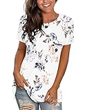 WNEEDU Tshirt Damen Sommer Kurzarm T-Shirt Rundhals Tops Oberteile lässig...