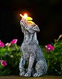 Yeomoo Hund Figuren mit Schmetterling Solar Deko für Außen: Lustige Hunde...