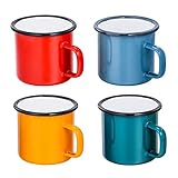 TEAMFAR Emaille Tasse 4er-Set, Mehrweg Kaffee-/Tee-/Trinkbecher,...