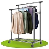 Juskys Metall Kleiderständer auf Rollen, stufenlos höhenverstellbar, 2...
