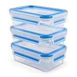 EMSA Clip & Close Frischhaltedosen-Set, rechteckig, 3 x 1 L, mit Deckel,...