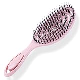 PRO Bio Haarbürste Wildschweinborsten Rund mit Ebook - Detangler-Bürste...