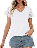 Desol WeißesT-Shirts Damen Sommer mit V-Ausschnitt Kurzärmeliges Damen...