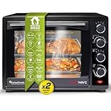 TurboTronic Minibackofen mit Umluft 35l schwarz 1600W, Mini Backofen mit 2...
