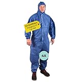 AWOTEX 4 Stk. Einweg-Overall XXL Kategorie III Typ 5 & 6 in blau I...