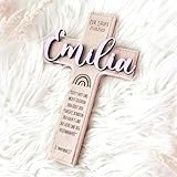 hellomini Personalisierbares Taufkreuz mit 3D-Namen & Taufspruch –...