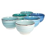 MamboCat Blue 6er Müsli-Schalen-Set blau I robuste Steingut-Schüsseln...